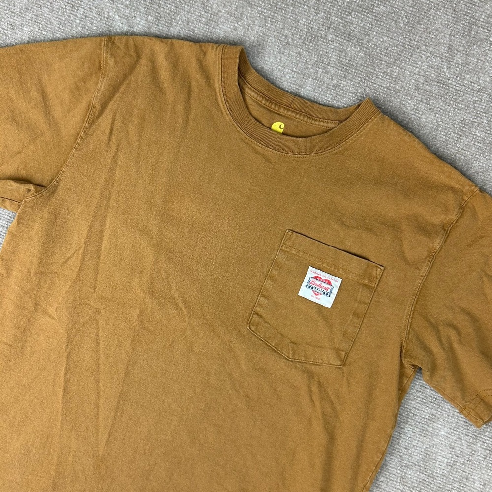 Carhartt K87 Icon Pocket T Shirt Mens Medium Brown Cotton Crew‎ Neck Workwear